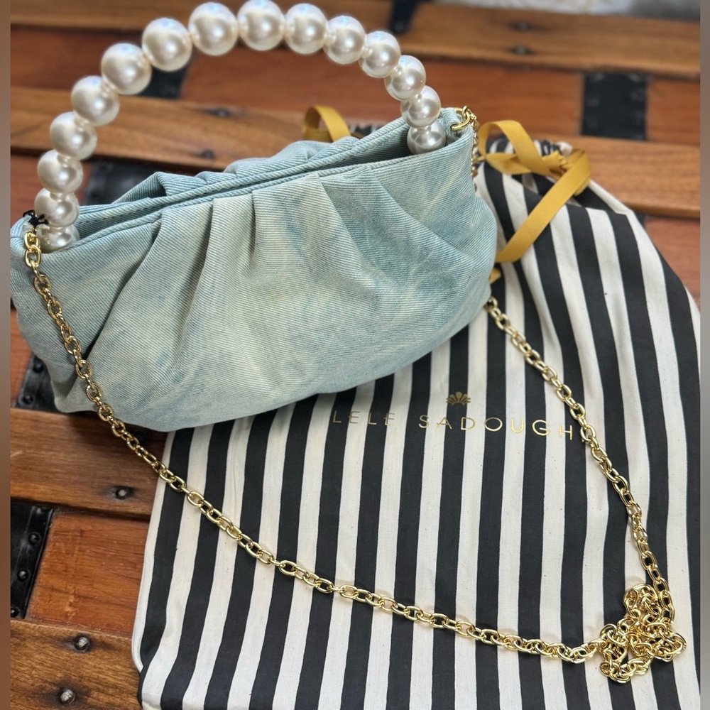 Lele Sadoughi Marlowe Faux Pearl Top Handle Bag - Picture 10 of 11